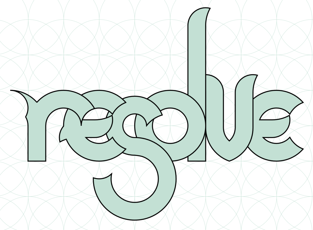 "resolve" written in geometric letters on a circle grid background