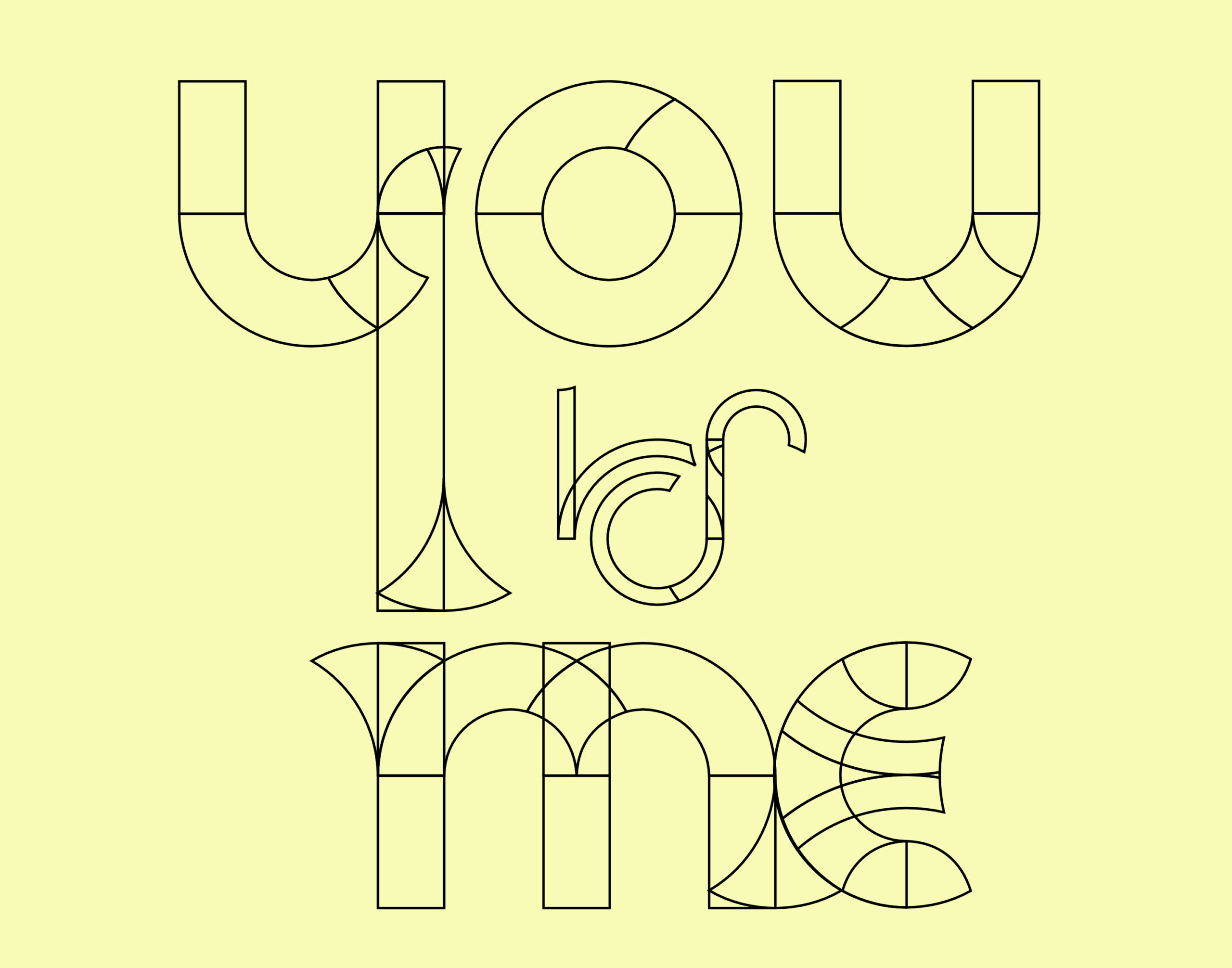 "You vs me" written in fat geometric shapes based on circles and rectangles